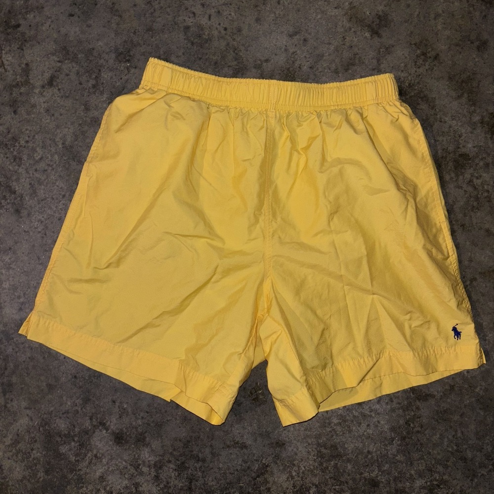 Polo Sport Ralph Lauren Swim Trunks Shorts Men Medium Yellow Elastic Waist Beach